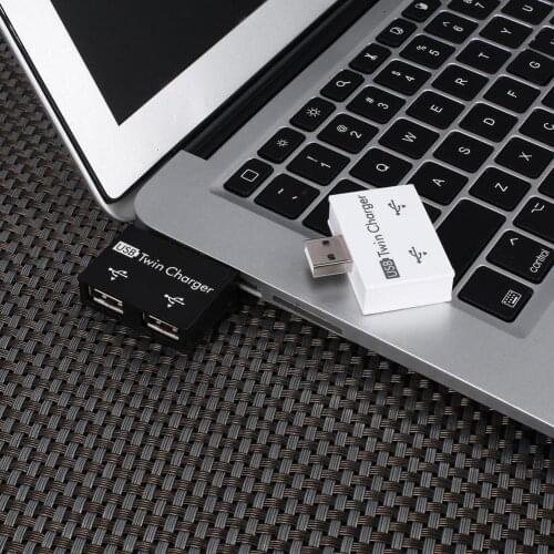 1Pc Dual 2 Port USB Charger Hub USB2.0 Twin Charger For Home Converter USB Charging Splitter USB Wire Adapter Hub PC Laptop N4B5