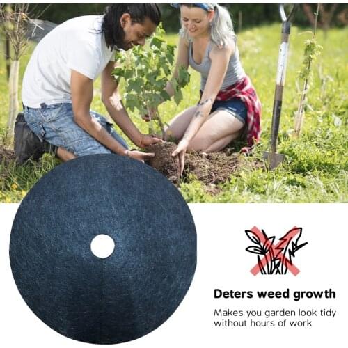 10PCS Garden Weed Barrier Biodegradeble Weed Protection Mats Weed Block Mat Round Weed Cover 27CMX27CMX4CM