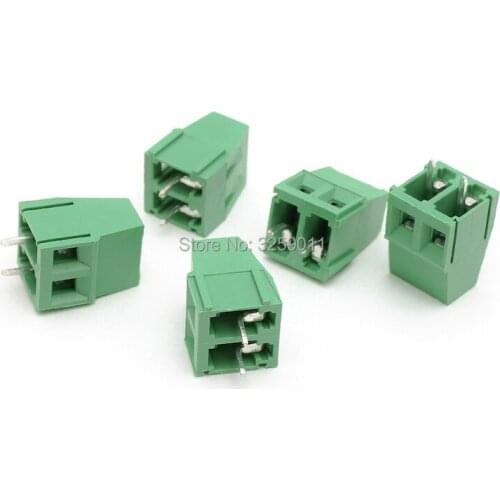 100PCS PCB Screw Universal Terminal block connector pitch 5.0MM 2PIN 300V 10A 5.0mm KF 128-5.0-2P Green Iron 22-12 AWG
