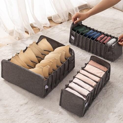 3-pcs Cotton and linen underwear storage box, socks, bras, panties, drawer type separation storage type storage box