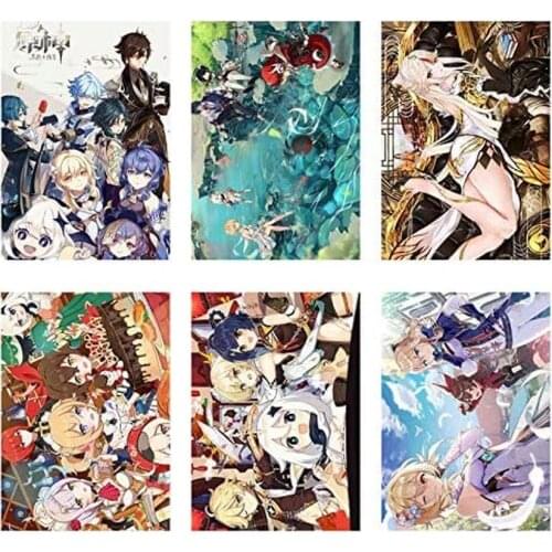 5D Diamond Painting Tealn Genshin Impact Poster Anime DIY Round Full Diamond Embroidery Kit Landscape Home Decoration Crafts
