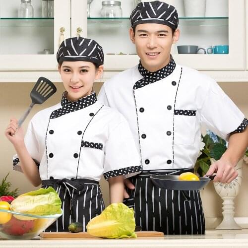White Chefs Short-sleeved Summer Wear Shirt Hotel Chef Suit Fast food Restaurant Chef Clothes Kitchen Work Uniform