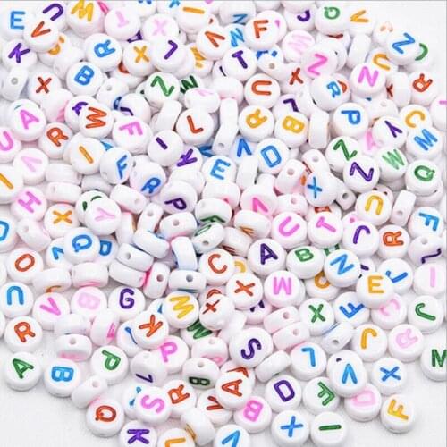 100Pcs Letter Beads 7mm Round Letter Alphabet Beads Acrylic Beads DIY Jewelry Making Bracelet Necklace Accessories