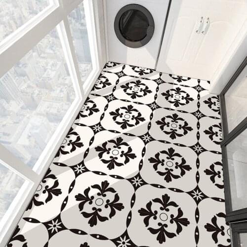Black and white color series floor stickers bedroom bathroom balcony waterproof decorative floor stickers home renovation