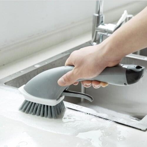 Add Liquid Long Handle Cleaning Brush Home Stove Small Brush kitchen Wash Pot Brush Tile sink Gap Cleaning Brush