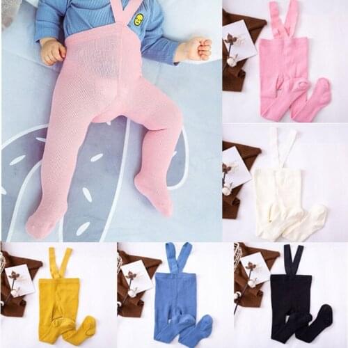 KLV Newborns Baby Cotton Pantyhose Baby Pants High Waist Cross Straped Baby Leggings Baby Kids Boys Girls Pants