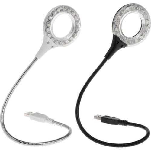 Ring LED Light USB Table Desk Lamp 5V Bright Bulb Flexible Gooseneck Adjustable Angle Reading Camping Powerbank Laptop Desktop