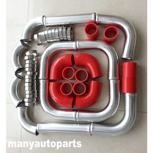 FOR Universal 2" 51MM Turbo Boost Intercooler Pipe Kit Aluminum Piping Red