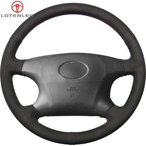 LQTENLEO Black Suede DIY Hand Car Steering Wheel Cover for Toyota Avalon Camry Highlander 2001-2004 Vios Corolla EX 2000-2006