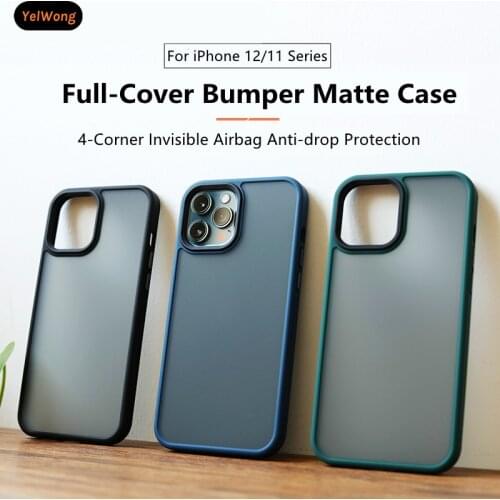 YelWong Matte Bumper Shockproof Armor Phone Case For iPhone 11 12 Pro Max 12 Mini Anti-drop Full-cover Lens Protection SkinTouch