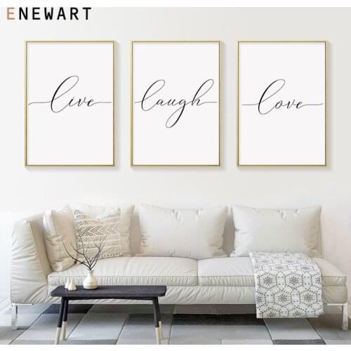 Sweet Family Simple Quotes Live Laugh Love Posters and Prints Black White Wall Art Canvas Painting Picture Modern Home Decor