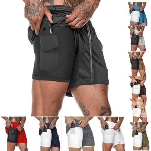 2020 New Mens Running Shorts Mens 2 In 1 Sports Shorts Male Double-deck Quick Drying Sports Men Shorts Jogging Gym Shorts Men