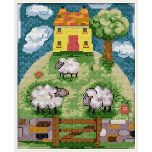 Farm scenery Cross-stitch Embroidery kits, DIY Cross Stitch set Embroidery Suit, Enough Canvas for Embroidery Home Decoration
