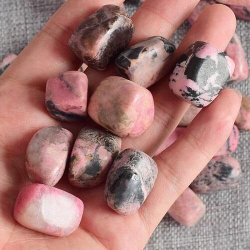 Natural Rhodonite Stone Pink Black Gemstone crystal Tumbled Healing Chakra