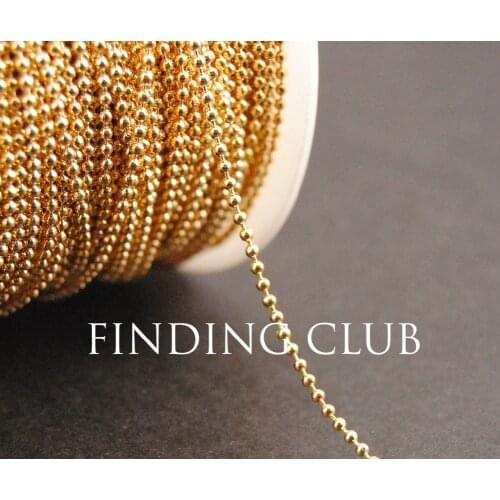 New factory price 5Meters 1.5mm KC Gold Brass Ball Chain Jewelry Findings in Bulk