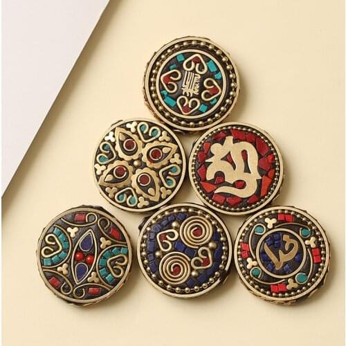New Original Retro Indian Nepal Buddhist Beads 30MM Metal Pendant Necklace Handcraft Accessories Nepal beads For Jewelry Making