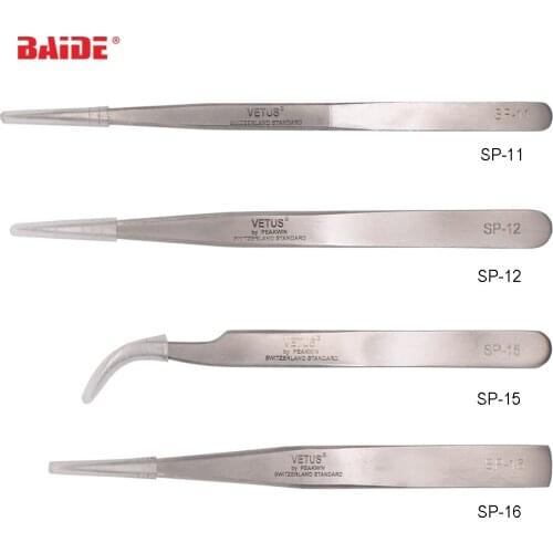 Vetus SP Eyelash Tweezers Stainless Steel Anti-Static Ultra Rigidity Curved Tweezer For Eyelashes Extension Makeup 180pcs/lot