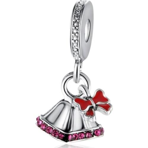 Plata de ley High Quality Style bell Enamel Crystal Bead Charms Bracelets For Women Jewelry Wholesale Christma DGB525