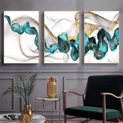 Blue Ribbon Canvas PrintingsAbstract Gold Classical Luxury Poster Picture Home Decor Wall Art Nordic Painting Room Decor