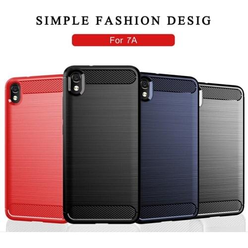 Luxury Carbon Fiber Soft silicone TPU Anti Scratch Shockproof Back Original Case for Xiaomi Redmi 7A 5.45" Cover Cases
