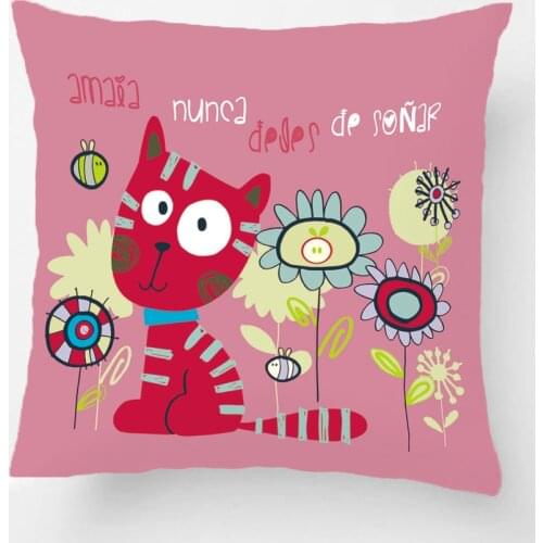 Pink Cat With Flowers Throw Pillow Case Never Stop Dreaming Decorative Cushion Cover Customize Name Gift By LVSURE For Car Sofa