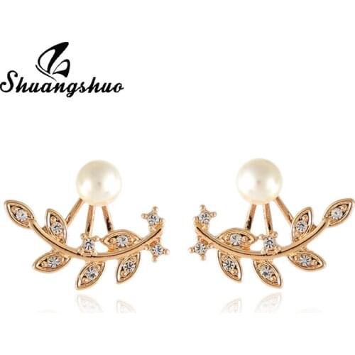 Shuangshuo Fashion Punk Feather Earrings for Women Cool Leaf Earring Jackets Small Korean Earings Party Gifts Accessories