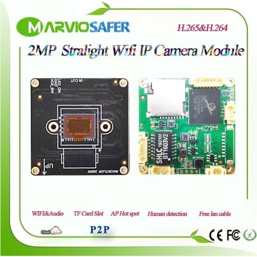 H.265 Starlight 2MP 1080P Full HD Wifi CCTV Network IP Camera Module Board Wireless IP Cam Self AP Hot Spot, Onvif P2P Camhi