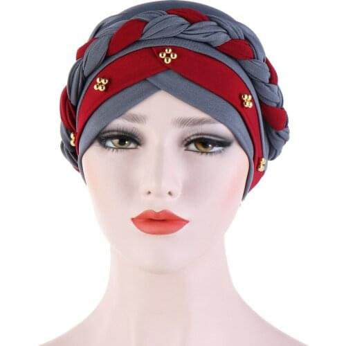 Four Seasons 2021 NEW 9 Color Bright Silk Cloth Milk Silk Can Hide Hair Turban Hat two-Color Fight Muslim Baotou Hat