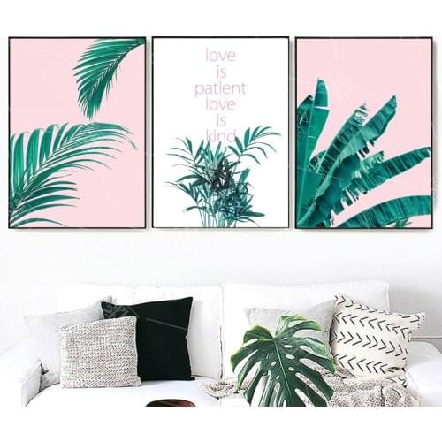 Tropical Palm Leaf Banana leaf Quote Wall Art Canvas Painting Nordic Posters And Prints Wall Pictures For Living Room Decor