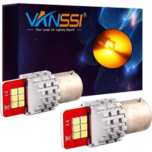 VANSSI 2Pcs BAU15S PY21W 7507 Car Turn Signal Light Bulbs LED Super Bright 1200lm 12496 750712-SMD Auto Lamp Amber Yellow