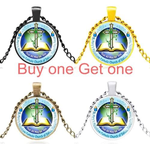 Vintage Bible Verse Cross Design Glass Dome Pendant Necklace Men Women High Quality Jewelry Gifts