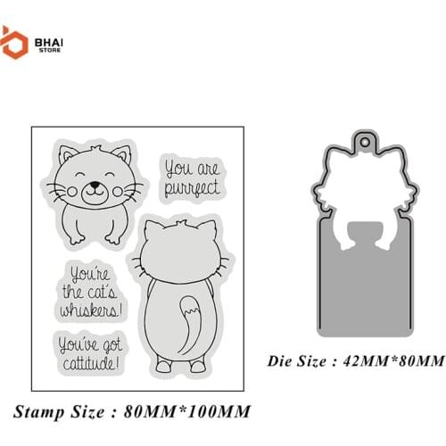 Pet Cat Tags Metal Cutting Dies and Stamps Stencil for DIY Scrapbooking Photo Album Embossing Decorative Paper Cards 2021 New