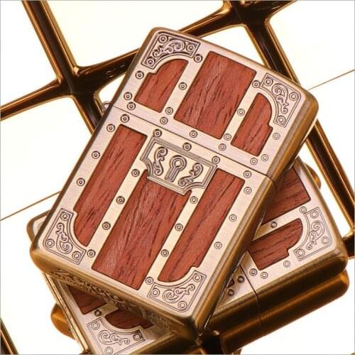 Zorro Genuine Pure Copper Old Style Kerosene Windproof Lighter Brass Carving Somking Tool Business Gift