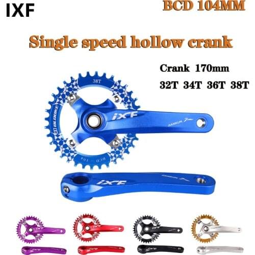 IXF ZFC-XT MTB Hollow One-piece Crank Chain Bicycle Single Speed 32T 34T 36T 38T BCD104MM Suitable for Mountain Bikes