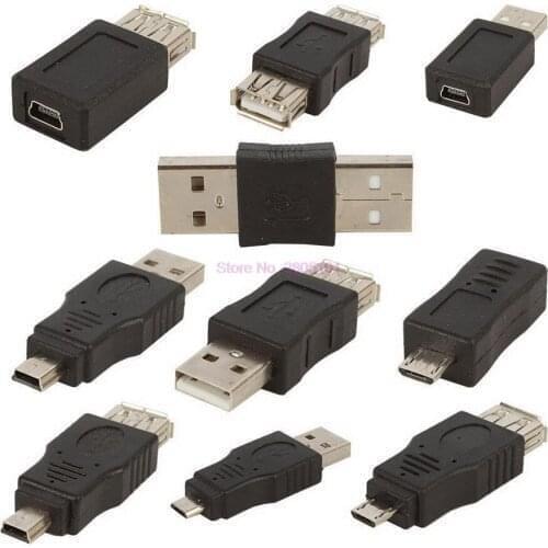 100pcs High Quality 10Pcs OTG 5pin F/M Mini USB Micro USB Adapter Converter Male to Female Adapter USB Gadgets