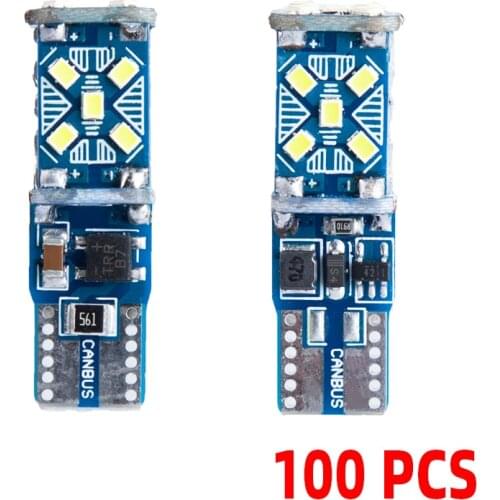 100PCS W5W T10 Canbus LED Light Bulb Car Wedge Parking Light Interior Bulb Reading Map Dome Lamp 12V 6000K 2016 SMD 15 Chips