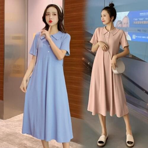 1835# Maternity Clothes Summer Slimming Short Sleeve Easy Matching Loose Stylish Nursing Dress for Pregnant Women Mom Dress