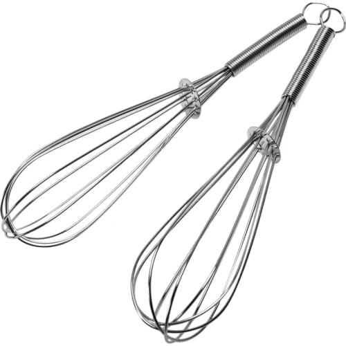2Pcs Stainless Steel Grip Wire Whisk Mixer Egg Beater 18Cm Long