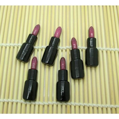 20Pcs Dark Purple Makeup Lipstick Resin Crafts Kawaii Bead Flatback Cabochon Fridge Magnet Scrapbook DIY Accessories Buttons