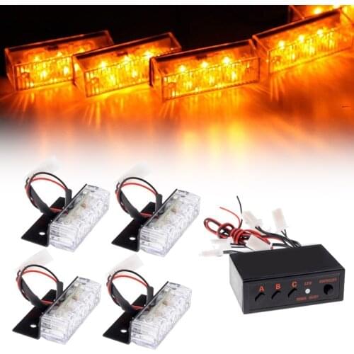 3 Flashing Modes LED Emergency light Car Grille Strobe lights Head Police Hazard Warning Flashing Signal lamp 12V