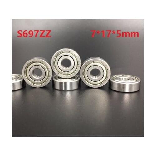50pcs/lot 7x17x5mm S697ZZ S697 ZZ S697 Z 697ZZ bearing 7*17*5mm Double Metal Cover Stainless Steel Deep Groove Ball Bearing Mini