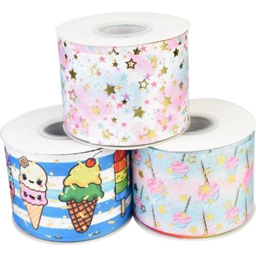 50yards 75mm Gold foil Stars star dots Grosgrain Ribbon For DIY Accessories Welcome Custom printed