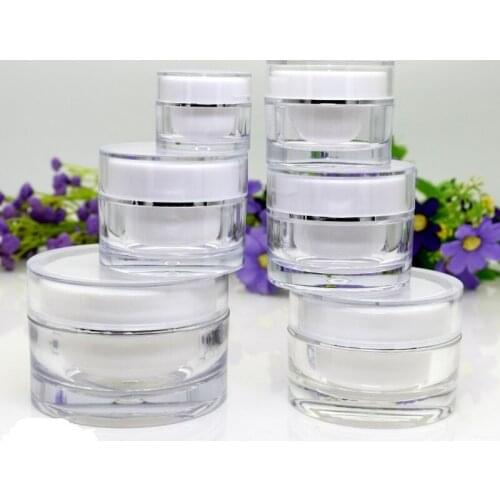 5g-50g Empty Jars Refillable Bottles Cosmetic Jars White Transparent Double-layer Thickened Little Cream Jar Makeup Container