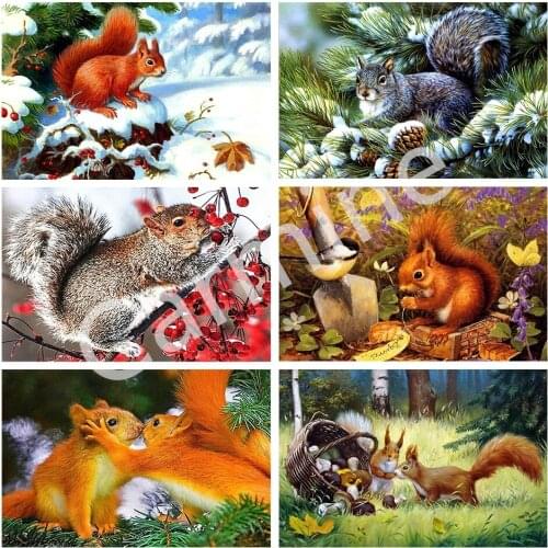 5D DIY Animal Diamond Painting Squirre Cross Stitch Wall Art Diamond Embroidery Handmade Full Round&Square Drill Home Decoration