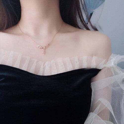 CA013 High Quality Sterling Silver Necklace Olive Branch Gold Chain Necklaces Pendants Women Friendship Jewelry Collier