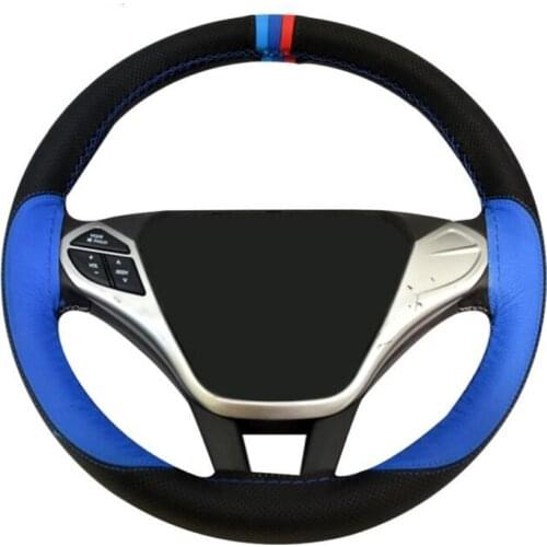 15"/38cm Fiber Leather Hand Sewing Steering Wheel Cover Anti-slip Steering-Wheel Braid Stitch On Wrap With Needle & Thread