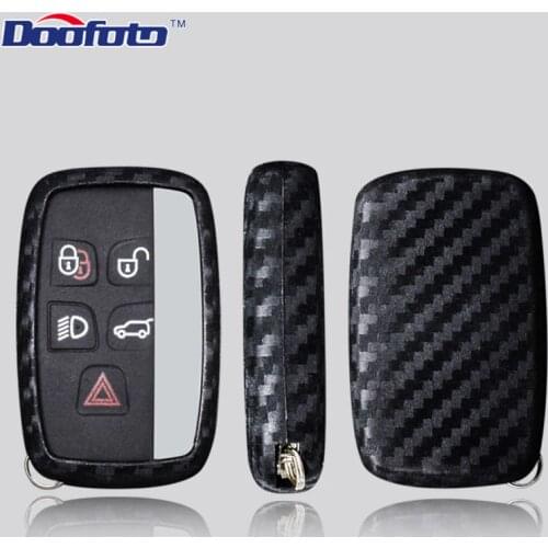Doofoto Car Smart Key Case Carbon Fiber Cover For Land Rover Range Rover Sport Evoque Freelander 2 Jaguar XE XJ XJL XF C-X16 V12