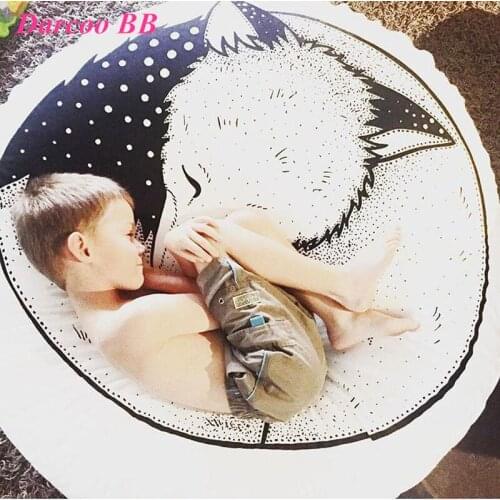 Baby Cotton Play Mat Cartoon Animals Fox Print Rug Carpet Warm Blanket Game Mat Kids Boys Toys Climb Mat Pad
