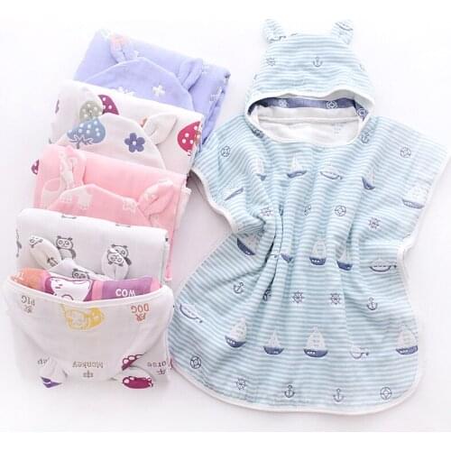 Six-Layer Gauze Cotton Bath Towel for Children Cloak Maternity Supplies Cotton Hooded Baby Cloak Bathrobe