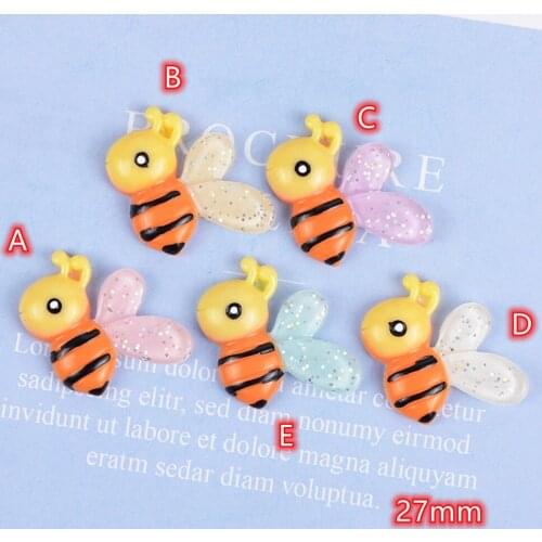 Cabochons Honeybee Yellow Bee Resin Lovely Flatback Cabochon 20pcs Scrapbook Kawaii DIY Embellishments Accessories